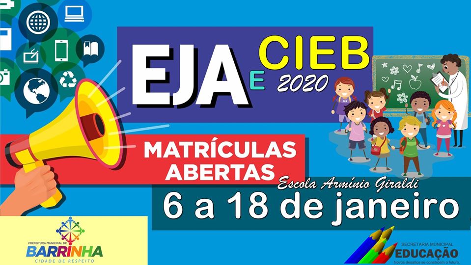 𝐌𝐀𝐓𝐑Í𝐂𝐔𝐋𝐀𝐒 𝐀𝐁𝐄𝐑𝐓𝐀𝐒 EJA e CIEB para 2020