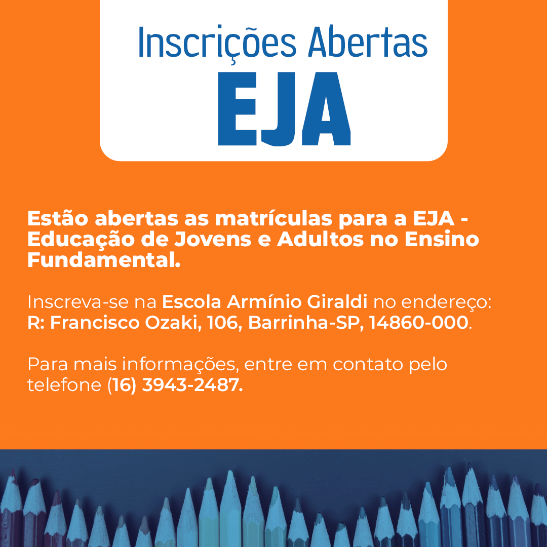 Inscrições abertas – EJA